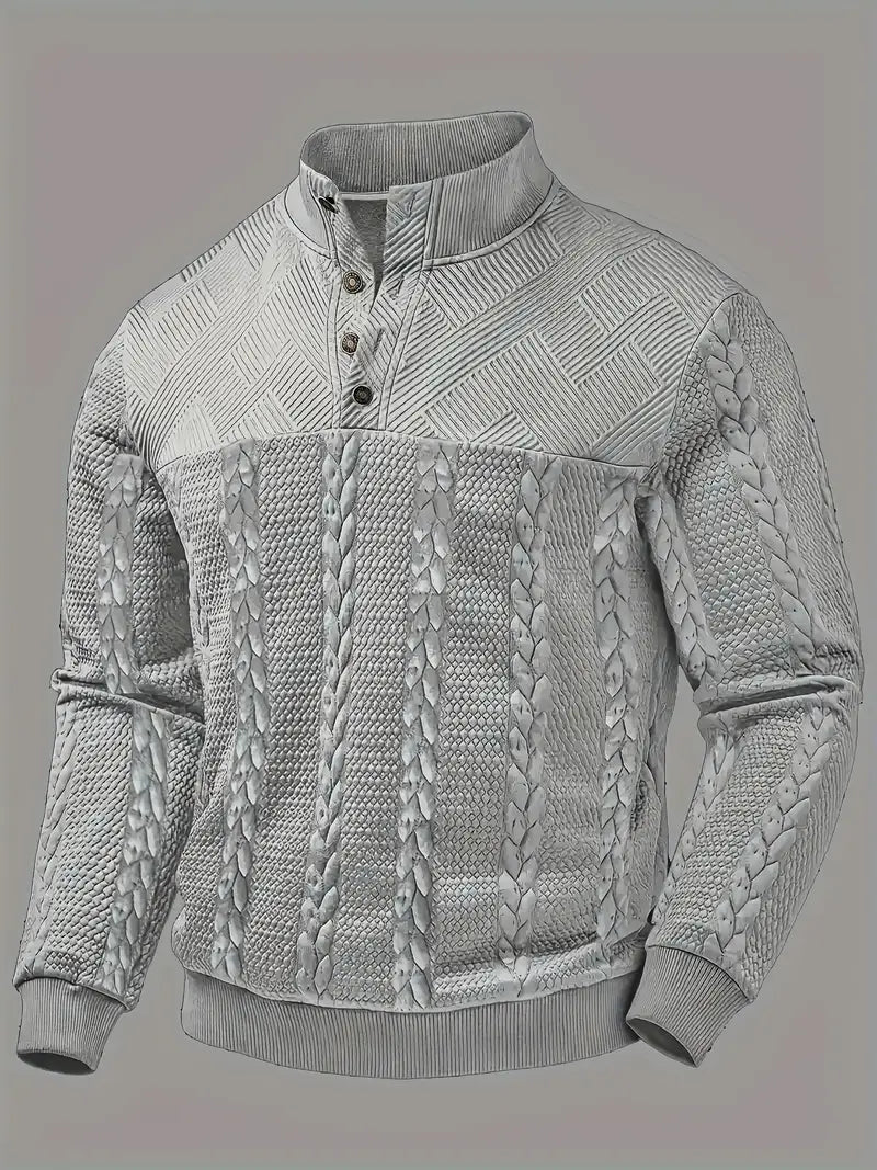 DAWSON – LONG SLEEVE HENLEY SWEATER WITH STRIPES