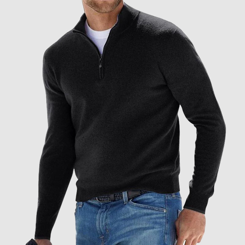 Casual Quarter-Zip Knit Pullover for Men