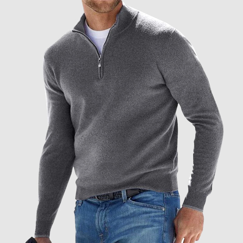 Casual Quarter-Zip Knit Pullover for Men