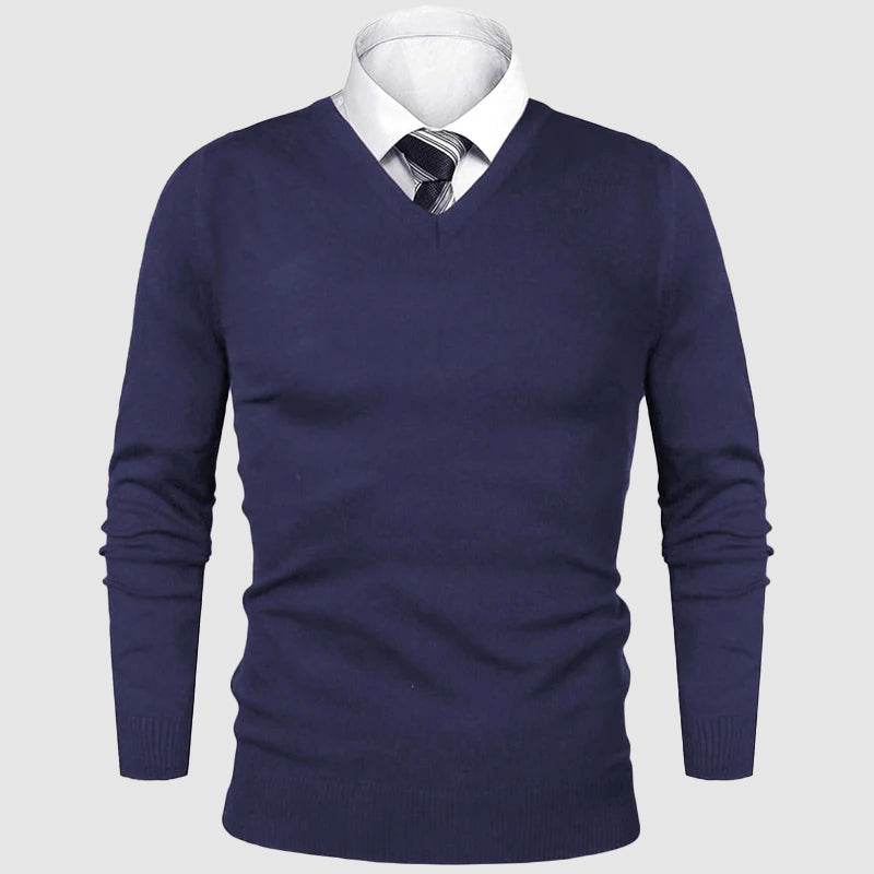 Classic Slim-Fit Men’s Pullover with V-Neckline