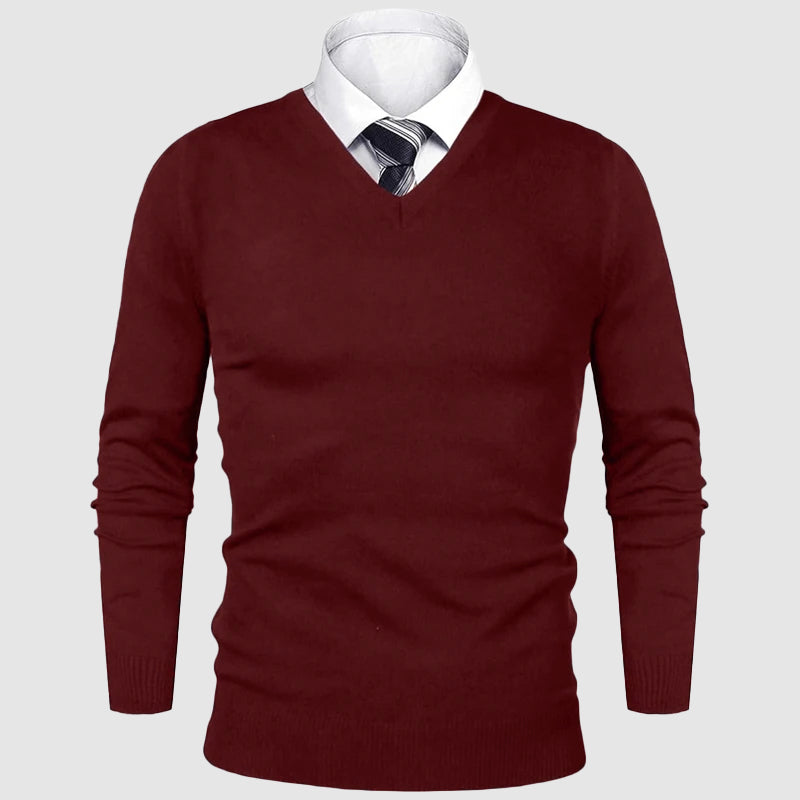 Classic Slim-Fit Men’s Pullover with V-Neckline