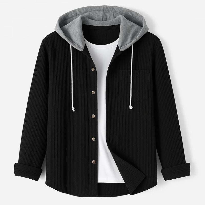 Hooded Corduroy ButtonUp Overshirt