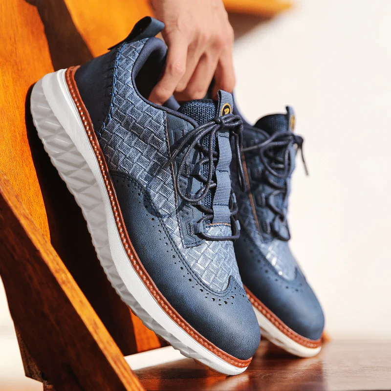 Men’s Casual Leather Oxford-Style Sneakers