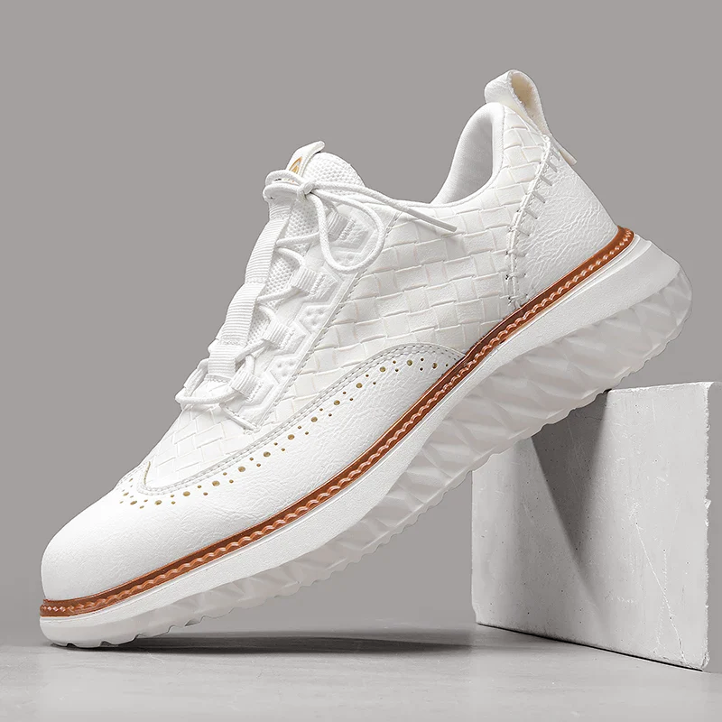Men’s Casual Leather Oxford-Style Sneakers