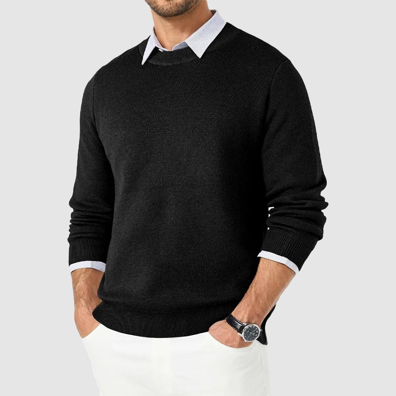 Men’s Crewneck Lightweight Pullover with Ribbed Edges