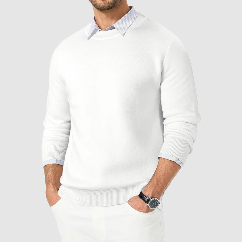 Men’s Crewneck Lightweight Pullover with Ribbed Edges