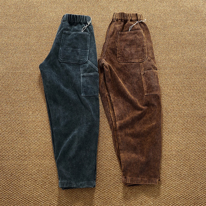 Men’s Heavy Cotton Corduroy Pants with Deep Pockets