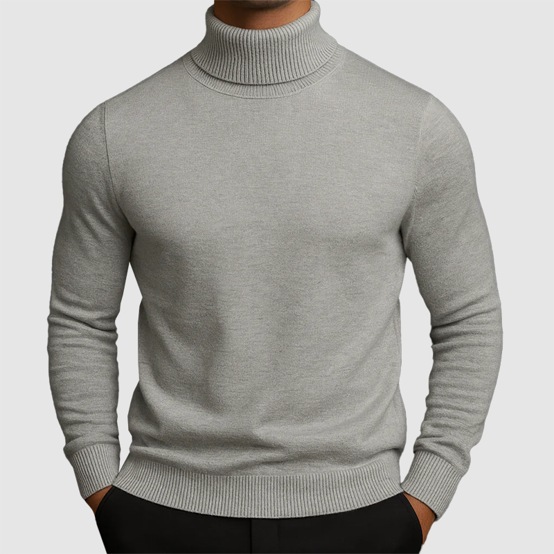 Men’s High-Neck Knit Sweater with Fleece Lining
