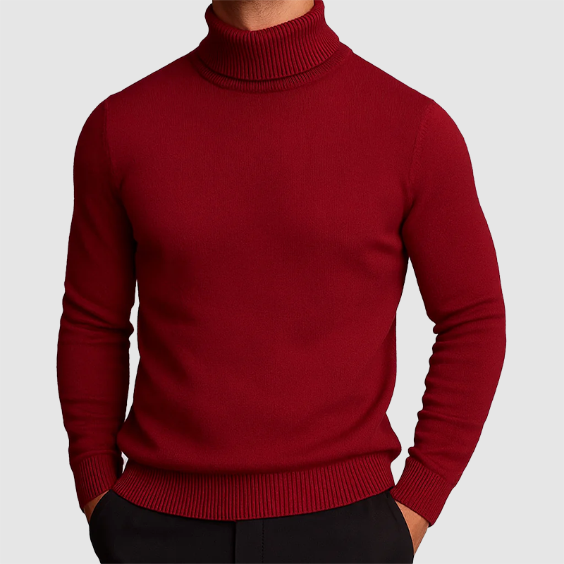 Men’s High-Neck Knit Sweater with Fleece Lining