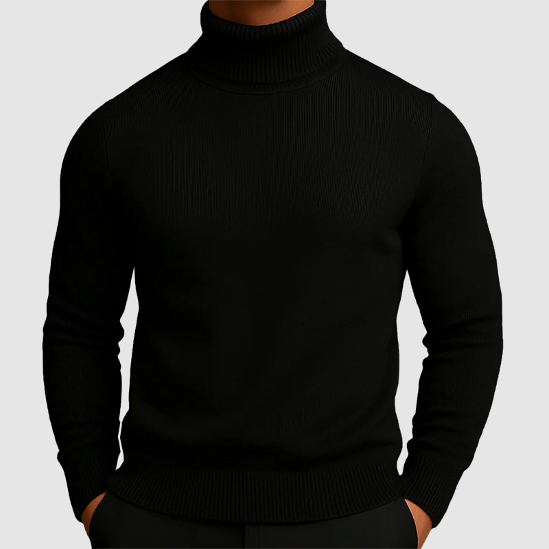 Men’s High-Neck Knit Sweater with Fleece Lining
