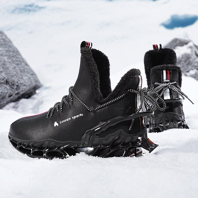 Men’s High-Top Winter Sneakers with Sculpted Sole and Plush Lining