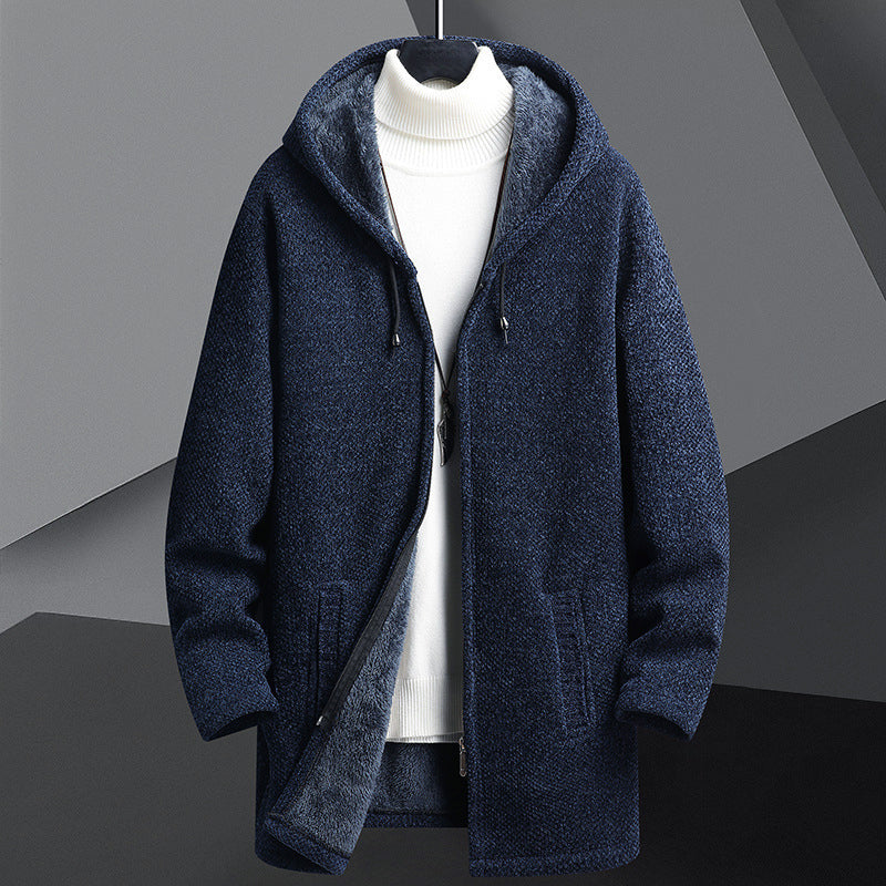 Men’s Hooded Textured Jacket with Fleece Interior