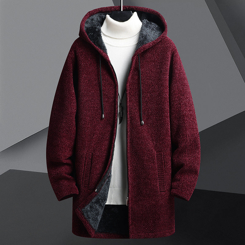 Men’s Hooded Textured Jacket with Fleece Interior