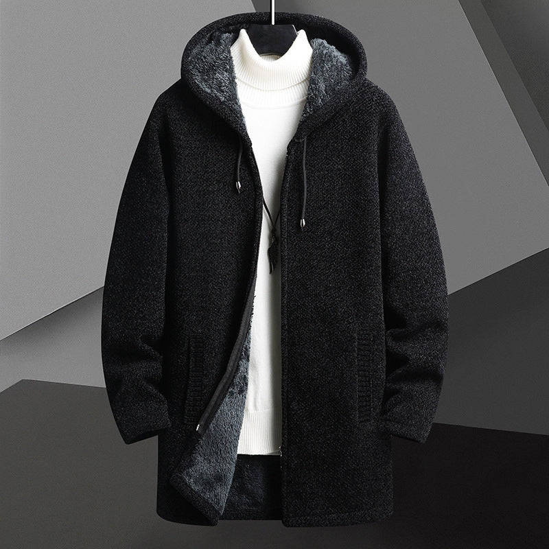 Men’s Hooded Textured Jacket with Fleece Interior