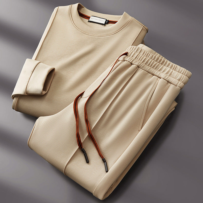 Men’s Modal-Blend Tracksuit Set with Long-Sleeve Top and Tapered Pants