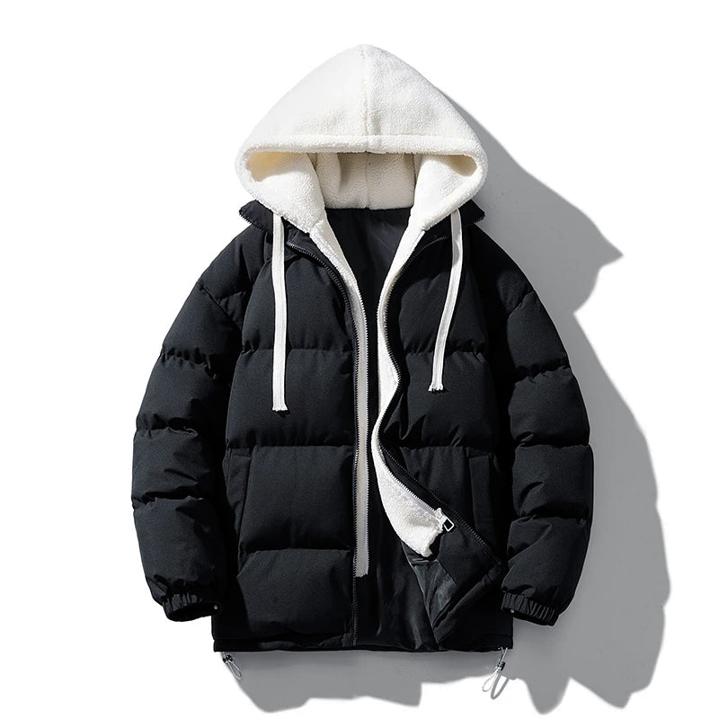 Men’s Puffer Jacket with Sherpa Fleece Hood