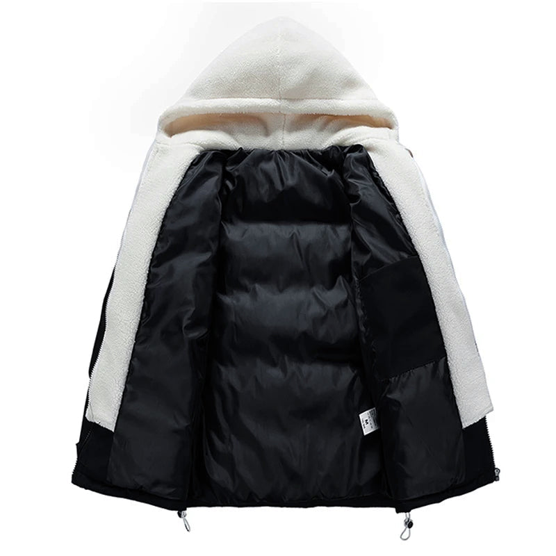 Men’s Puffer Jacket with Sherpa Fleece Hood