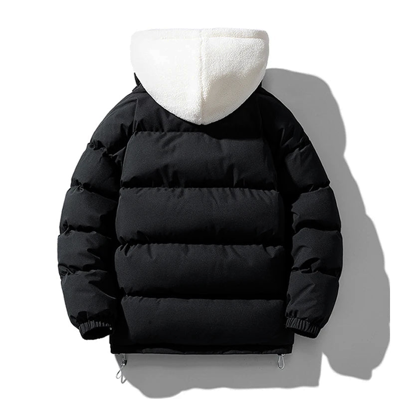 Men’s Puffer Jacket with Sherpa Fleece Hood