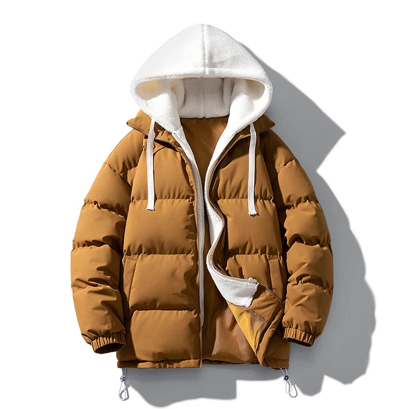 Men’s Puffer Jacket with Sherpa Fleece Hood
