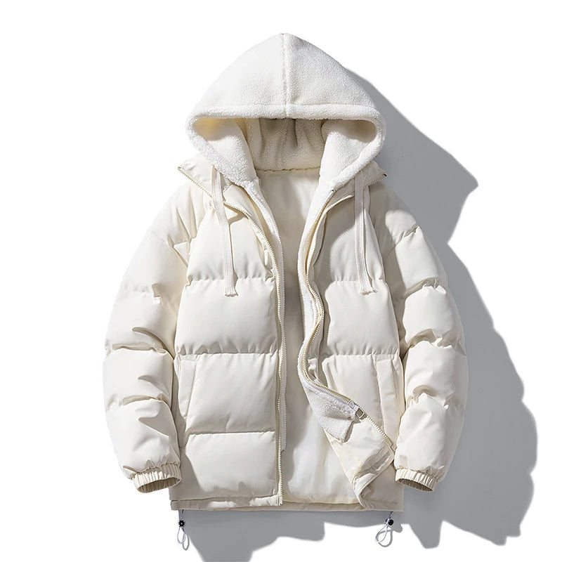 Men’s Puffer Jacket with Sherpa Fleece Hood