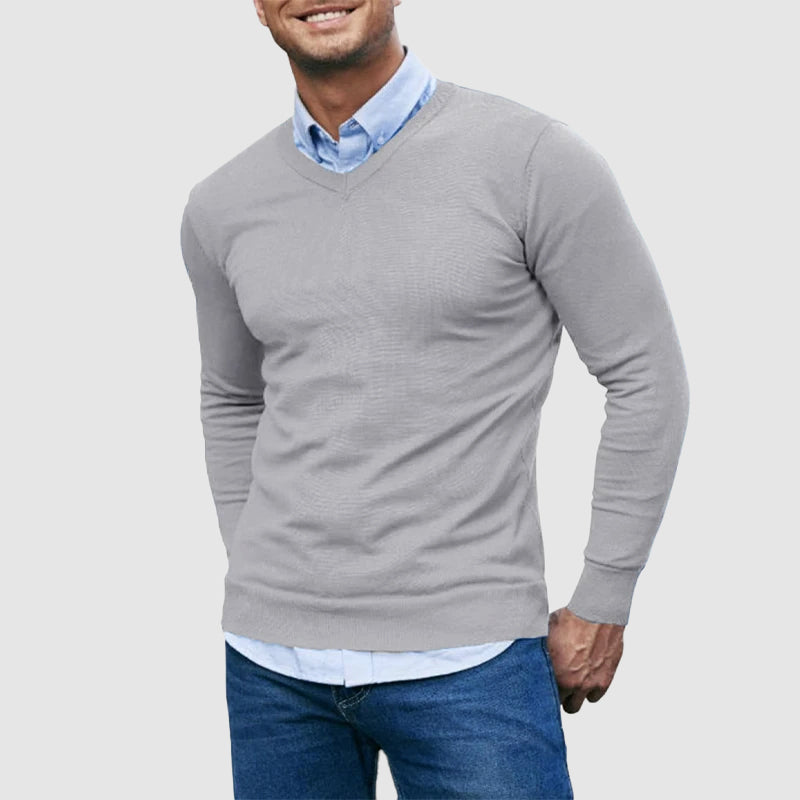 Men’s V-Neck Lightweight Knit Sweater