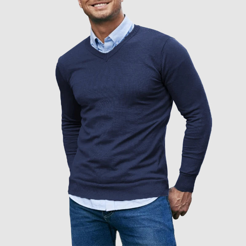 Men’s V-Neck Lightweight Knit Sweater