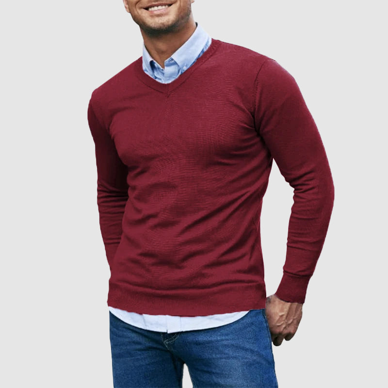 Men’s V-Neck Lightweight Knit Sweater