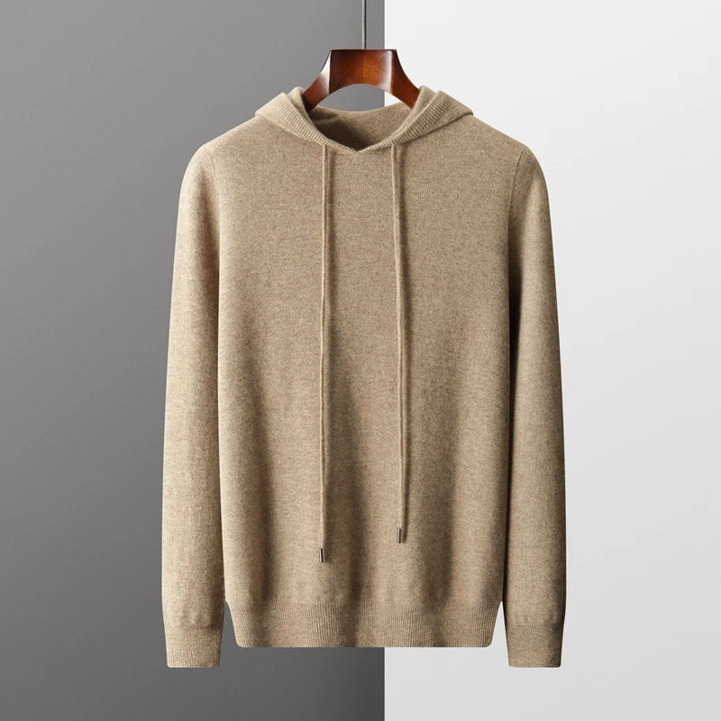 Merino Wool Hoodie for Men with Drawstrings