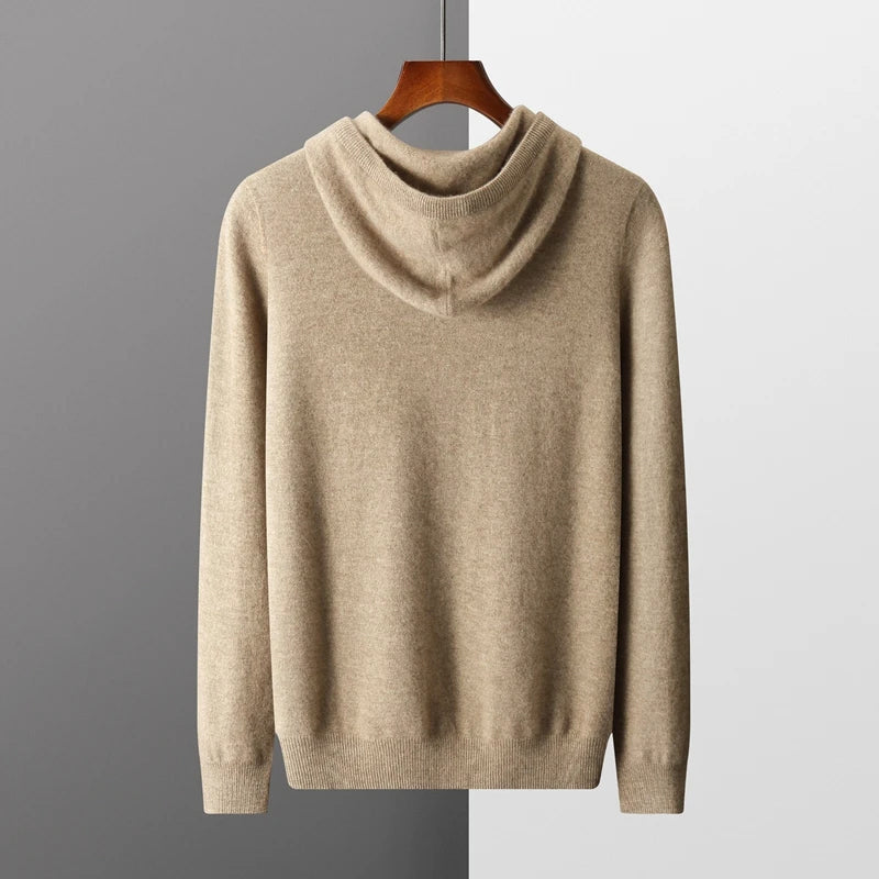 Merino Wool Hoodie for Men with Drawstrings