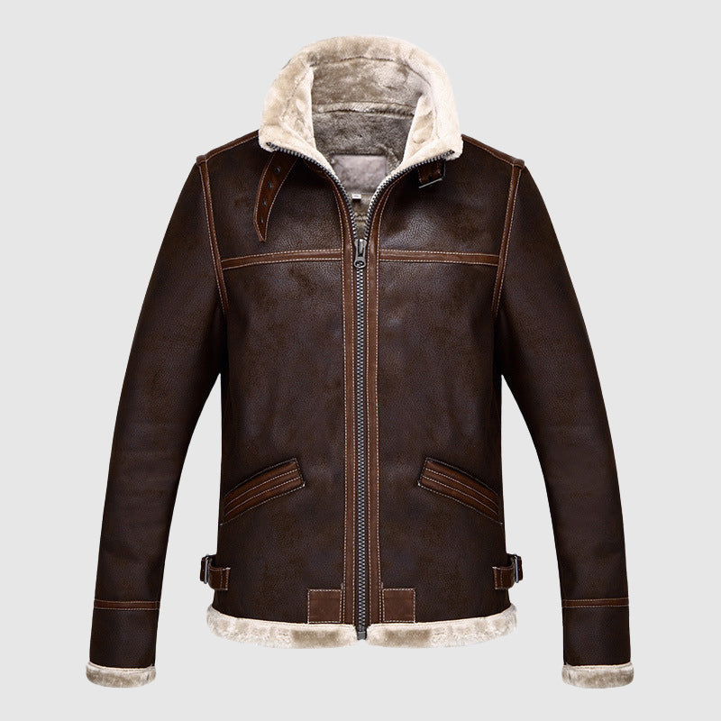 NorthSector Leather Vintage Bomber Jacket