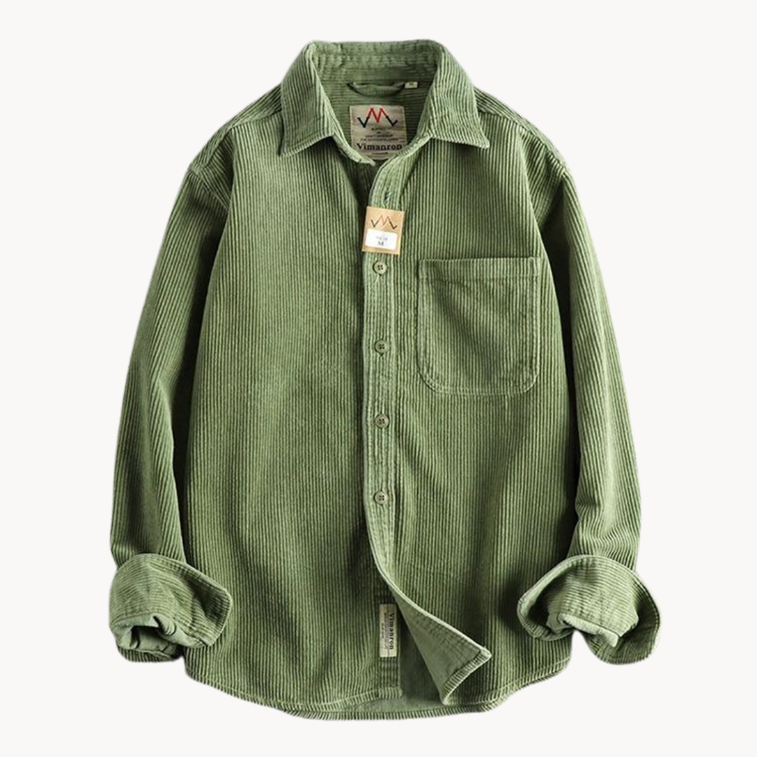 Zach | Men’s Casual Brown Corduroy Long Sleeve Shirt