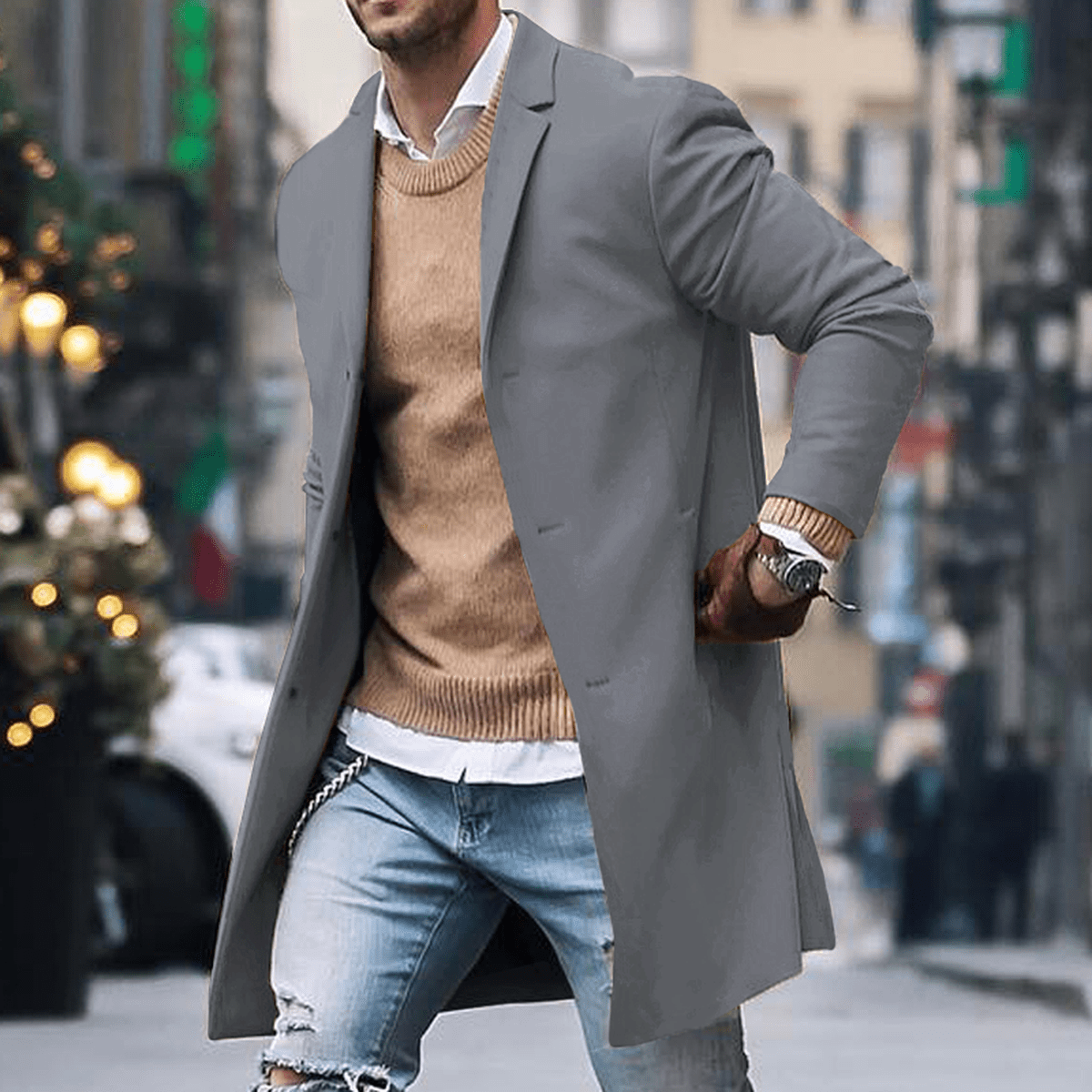 John | Men’s Classic Long Street Style Coat
