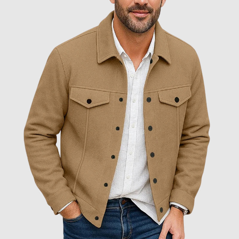 Vintage Look Button Up Faux Suede Jacket