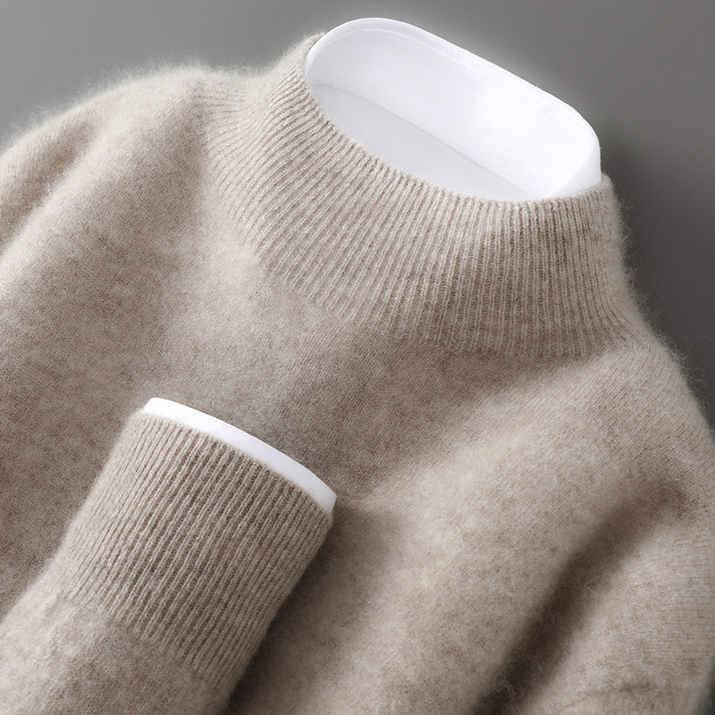 Wool Sweater for Men with Stand Collar