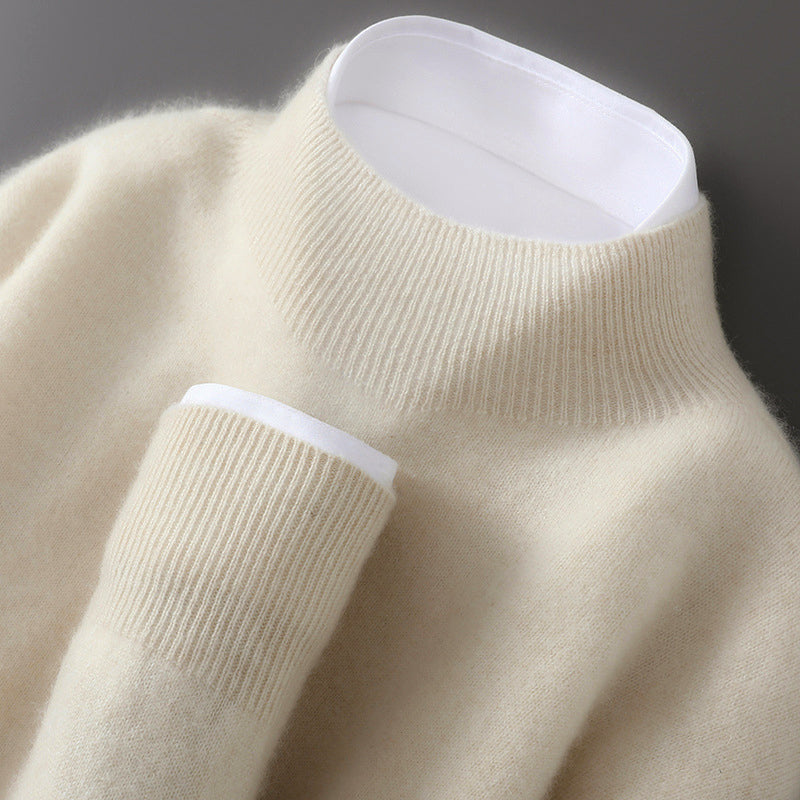 Wool Sweater for Men with Stand Collar