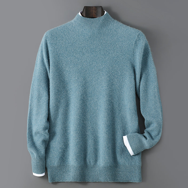Wool Sweater for Men with Stand Collar