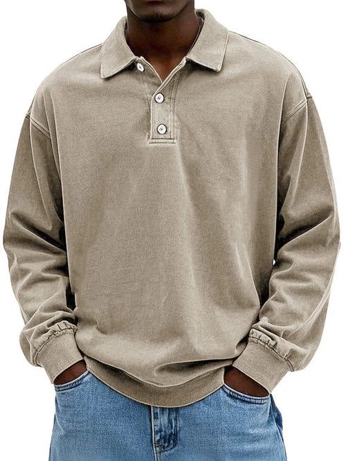 William | Men’s Vintage Style Long Sleeve Polo Shirt