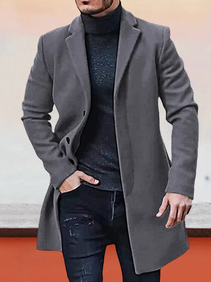 JAMES – MEN'S SINGLE ROW BUCKLE SOLID COLOR JACKET